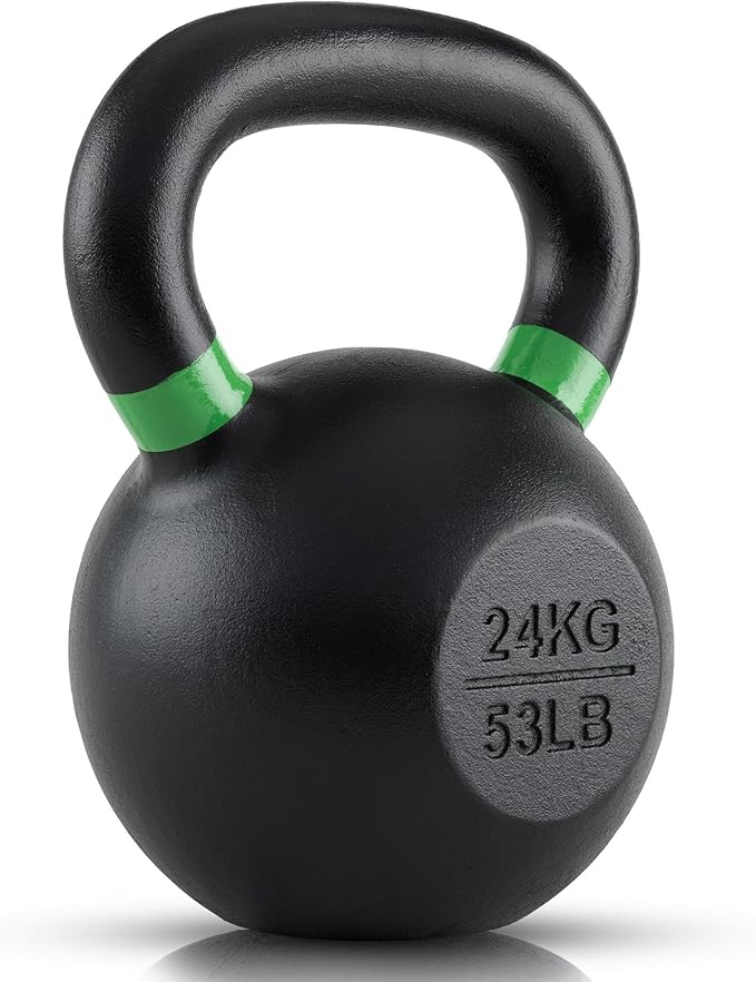 Single Cast Iron Kettlebell | Powder Coated - Wide Handle Weights for Core & Glute Workouts; Swings, Squats, Deadlifts; Strength, Endurance & Flexibility for Men & Women