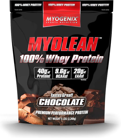 Myogenix Myolean ??100% Whey Protein Powder ??40g Protein per Serving ??Low Carb ??Ideal for Smoothies, Meal Replacement Shakes, Pre Workout & Post Workout Shakes ??Chocolate (5lbs)