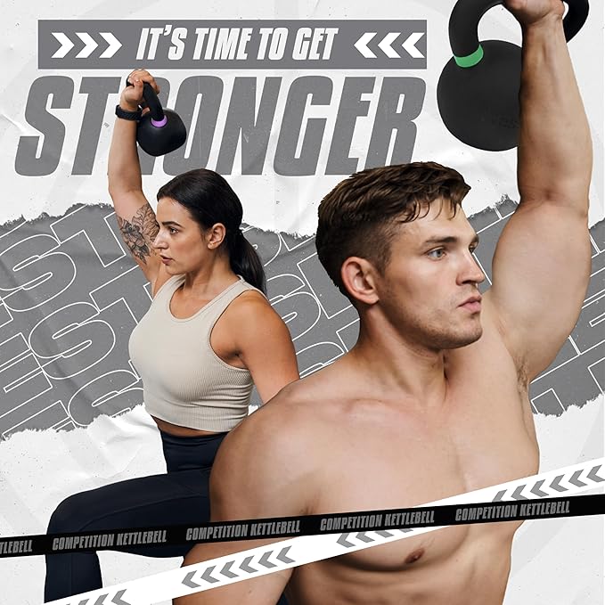 Yes4All Kettlebell, Heavy Duty Powder Coated Cast Iron Kettlebells, Non-Slip Handle & Flat Bottom for Conditioning, Strength Training & Full Body Exercises at Home Gym - Single & Pair