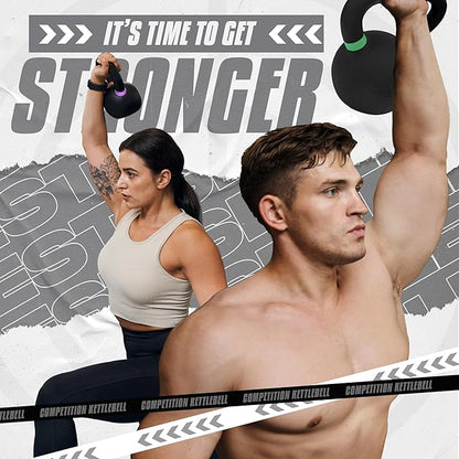 Yes4All Kettlebell, Heavy Duty Powder Coated Cast Iron Kettlebells, Non-Slip Handle & Flat Bottom for Conditioning, Strength Training & Full Body Exercises at Home Gym - Single & Pair