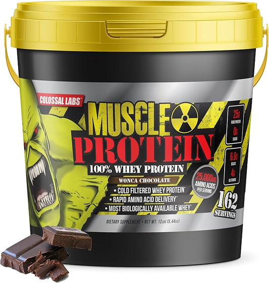 Muscle Protein Whey Powder [12 lbs/Pack of 1]??Cold Filtered, 25g Pure Protein, 6.6g BCAAs