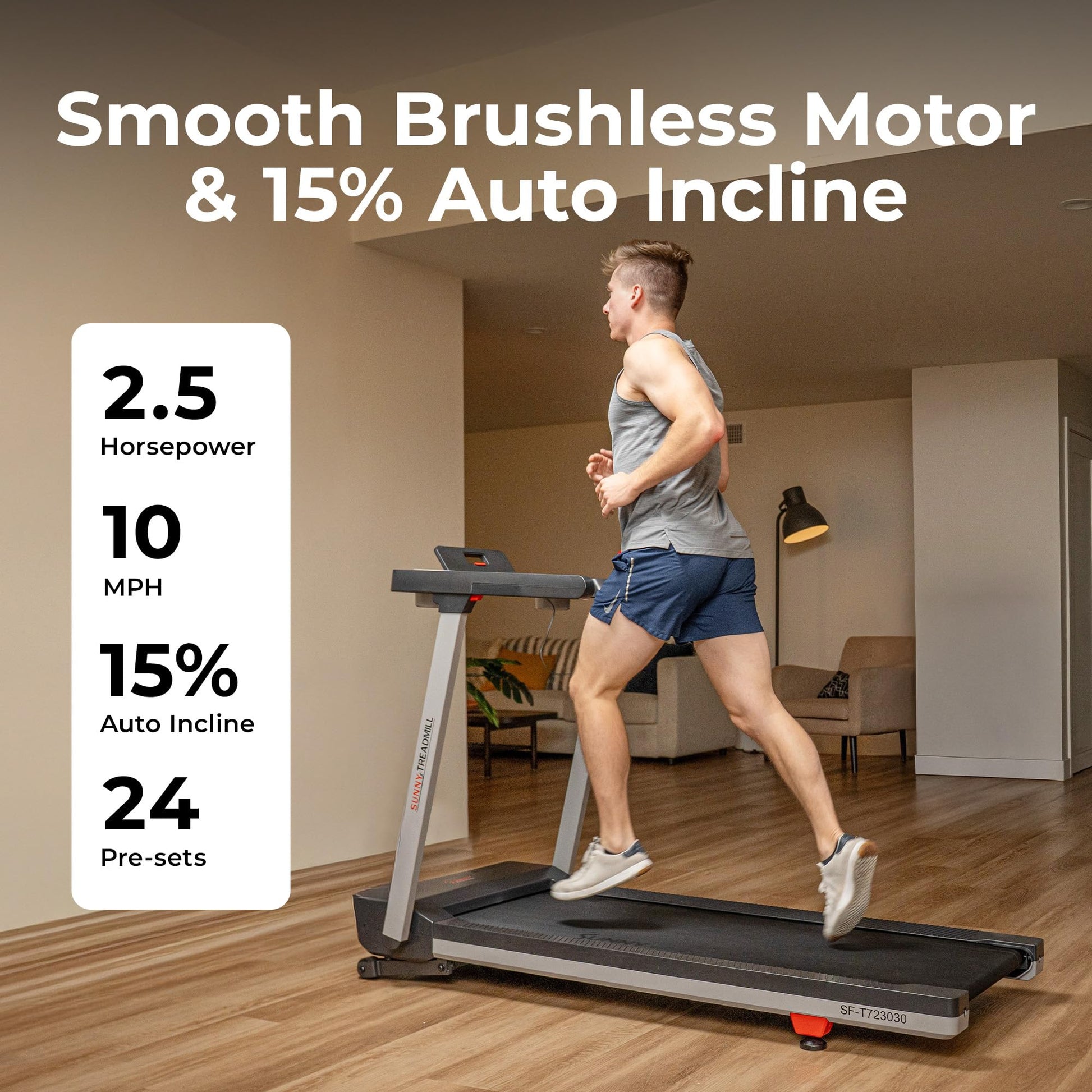 Sunny Health & Fitness Auto Incline Treadmill, Fully Assembled Walking Pad