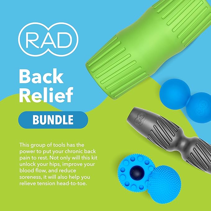 RAD Back Relief Massage Set ??Myofascial Release Bundle for Back Pain, Muscle Recovery, and Mobility - Includes Exercise Foam Rollers, XL Peanut Massage Ball, and Neuro Ball Foot Roller