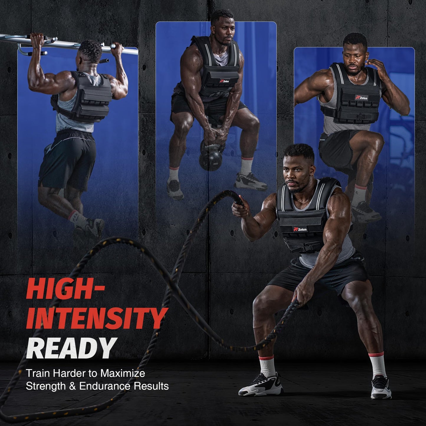 ZELUS Weighted Vest Men, 45lb Adjustable Weight Vest,Removable Iron Weights