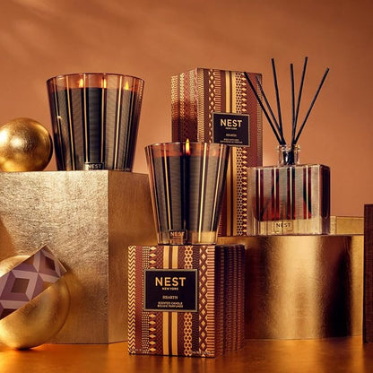 NEST New York Scented 3-Wick Candle, Hearth - 21.2 oz - Up to 100-Hour Burn Time - Reusable Glass Vessel