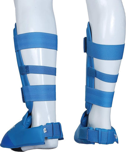 Twister WKF Karate Shin Guards | Taekwondo Shin-N-Step | Detachable Shin Guards with Foot Protection | Premium Quality Leg & Foot Protection for Karate, Taewkondo, Muay Thai, and MMA