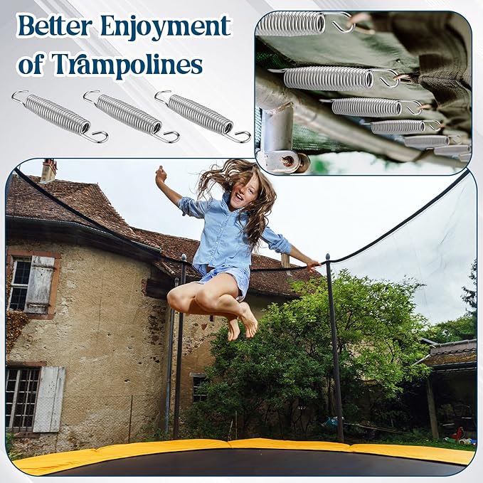 Tudomro Trampoline Springs 5.5 Inch Bulk Heavy Duty Stainless Steel Replacement Trampoline Springs with T-Hook Weather Resistant Metal Pulling Tool Accessories