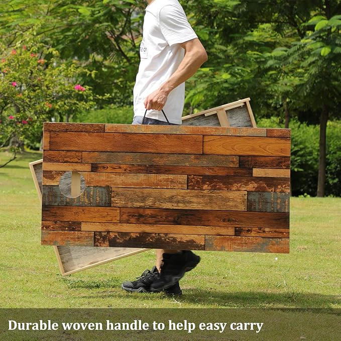 Solid Wood Premium Corn Hole Outdoor Game Set, 2 Regulation and Waterproof Cornhole Game Boards, with 8 Toss Bags, Perfect for Outdoor Indoor