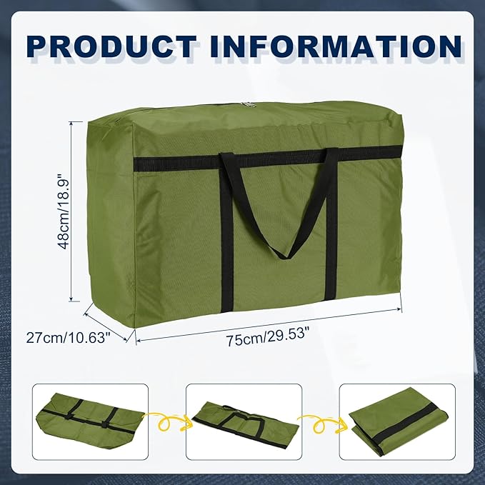 Extra Large Duffle Bag, 30 x 19 x 11 in Travel Big Duffle Bag with Zipper Handle Storage Foldable Waterproof Lightweight Bag for Women Men Travel Moving Camping (Green)