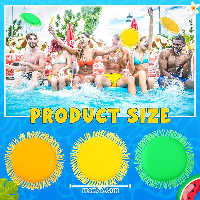Soulchen Beach Games Flying Disc for Pool, Soaks The Target on Impact, Splash Water Flying Disc, Set of 3, Water Splashing for Pool, Beach, Park, Backyard Games