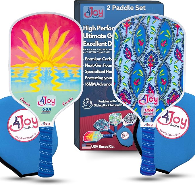 4Joy Pickleball Paddle Premio Series - Thermoformed Premium T700 Carbon Fiber Pickleball Paddless - Professional Pickleball Rackets for Women & Men - 16mm Honeycomb Core - USAP Approved