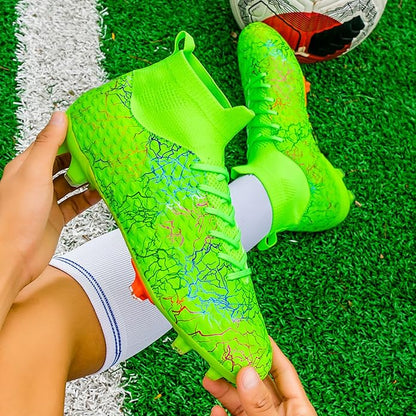 Men's Soccer Shoes High-Top Soccer Cleats Outdoor Breathable Athletic Professional Spikes Youth Boys Football Shoes Unisex