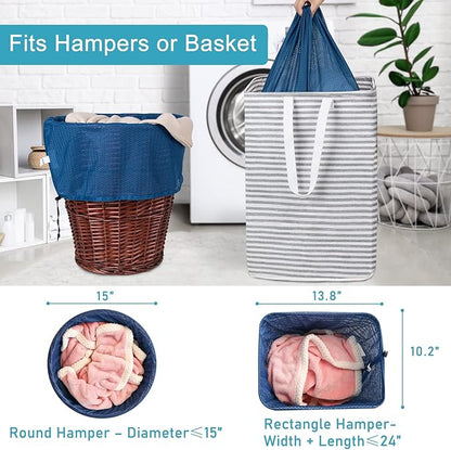 Polecasa Diamond Mesh Laundry Bags, 24 x 36 inches Heavy Duty Mesh Laundry Bag with ID Tag and Drawstring Closure, Large Laundry Hamper Liner, Washable Laundry Bag for Travel, Sports, Dorms (Blue)