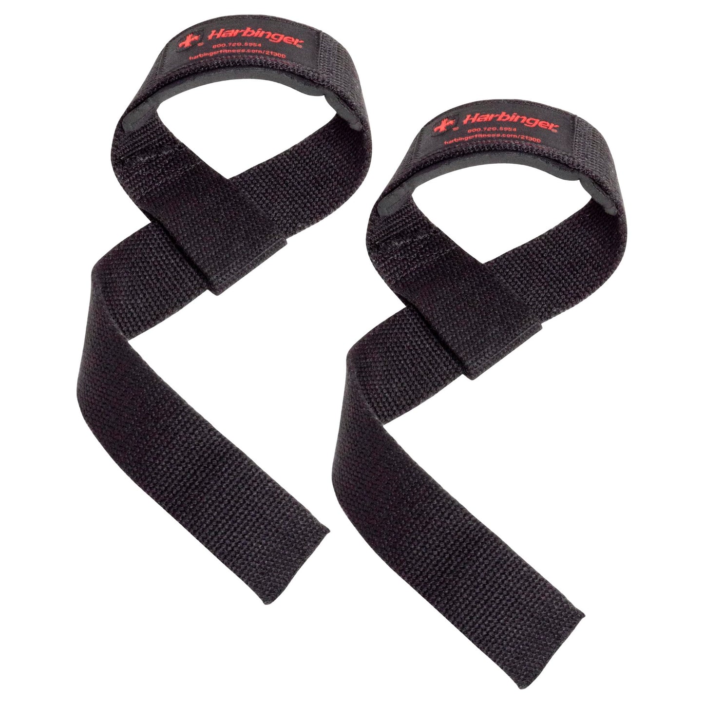 Harbinger Padded Cotton Lifting Straps with NeoTek Cushioned Wrist, 21.5 Inch Length, 1.5 Inch