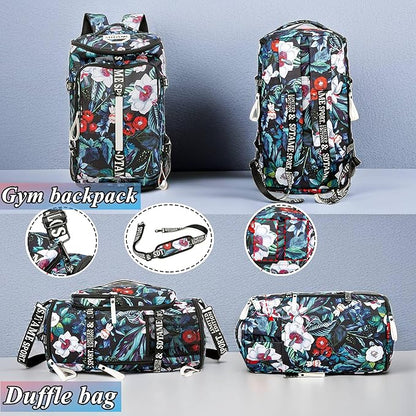 Gym Duffle Bag Backpack with Shoe Compartment,4 ways Travel Backpack for Women and Men,Multi-Functional Weekender bag with Waterproof Layer&Laptop Compartment for Fitness, Travel,Camping