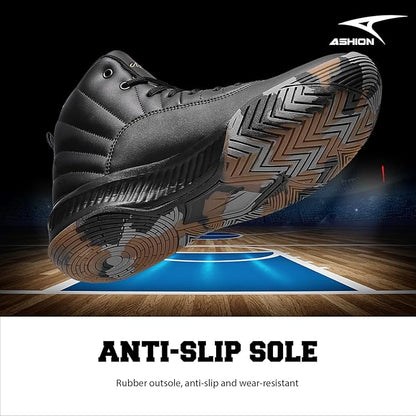 ASHION Mens Basketball Shoes High Top Streetball Lightweight Outdoor Sneakers Cushioning Shoes for Sport Athletic Fitness