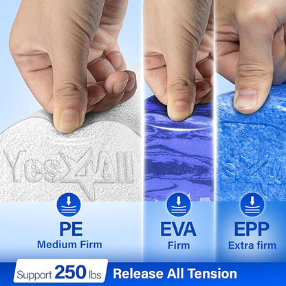 Yes4All Medium Firm Half Foam Rollers for Post-Workout Relaxation, 12/18/24/36 inch PE Foam Roll for Back Massage & Yoga Exercise