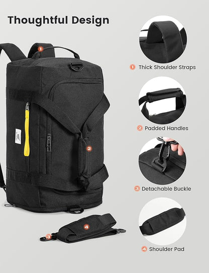 SKYSPER Gym Bag Men Women - 40L Sports Bag Duffle Backpack with Shoe Compartment Wet Pocket for Fitness,Sport,Travel & Workout(Black)