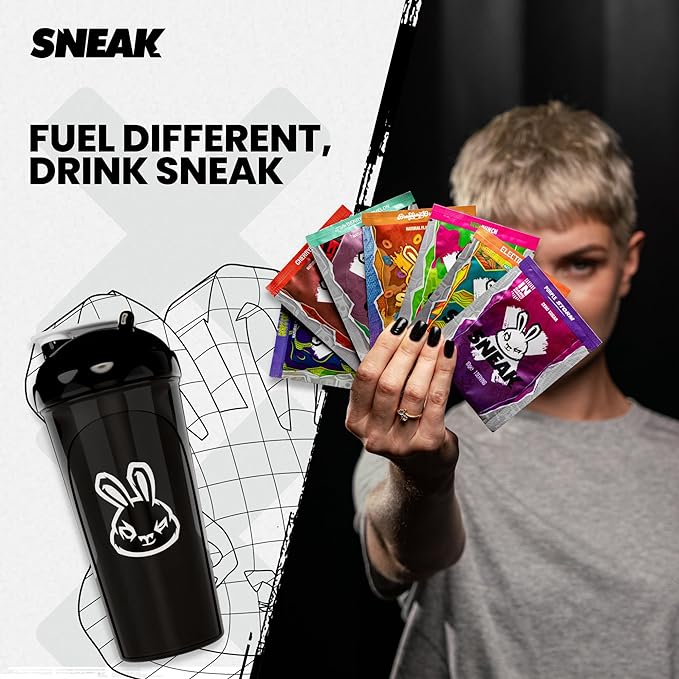 SNEAK Energy Drink Starter Pack | 9 Sachets with Monochrome Shaker | No Sugar. No Nasties. Just Natural Caffeine, Focus-Boosting Nootropics