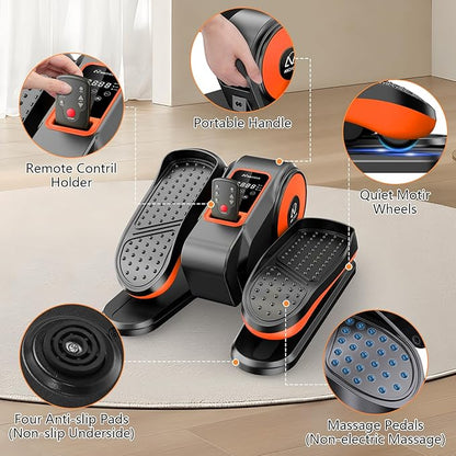 ANCHEER Under Desk Elliptical Machine, Ellipse Leg Exerciser for Seniors with 12 Adjustable Speeds, Quiet & Portable Electric Seated Pedal Exerciser with Remote Control