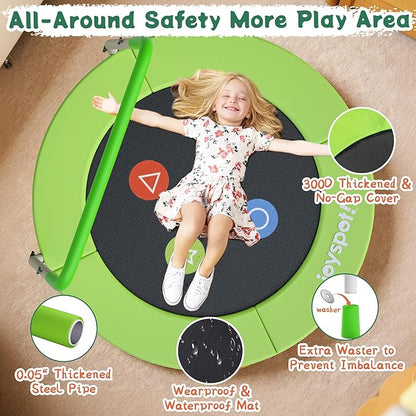 3FT Toddler Trampoline with Adjustable Handlebar, 36" Foldable & Spring-Free, Mini Kids Indoor Outdoor Trampoline for Ages 1-6, Noiseless Jumping Mat, Safe & Sturdy Design, Supports Up to 100 lbs