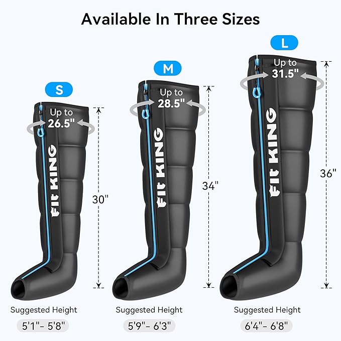 FIT KING Cordless Recovery System, Professional Air Compression Massager, Reduces Muscle Pain and Improves Circulation, Warm-up and Fast Recovery for Athletes, Customized Zone Massage Optional (Large)