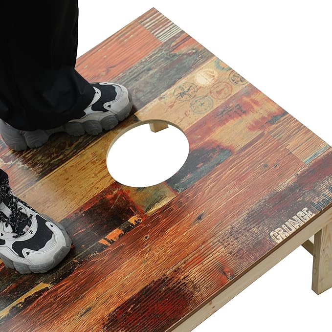 Solid Wood Premium Corn Hole Outdoor Game Set, 2 Regulation and Waterproof Cornhole Game Boards, with 8 Toss Bags, Perfect for Outdoor Indoor