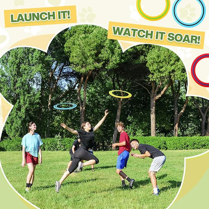 Soulchen 6 Pack Silicone Flying Ring 11 Inch Flying Disc Bulk for Backyard Pool Outdoor Soft Sports Family Camping Activities Sports Tossing Game Gifts (Blue, Yellow and Red)