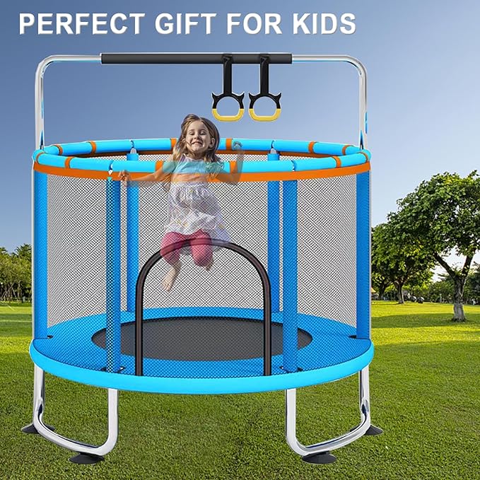 60'' Trampoline for Kids, 5FT Recreational Trampoline, Mini Baby Toddler Small Trampoline, Indoor/Outdoor Kids & Adults Trampoline with Enclosure Net for Boys Girls Christmas Birthday Gifts