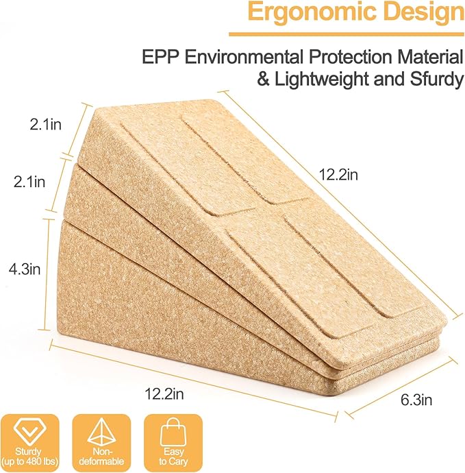 Slant Board Squat Wedge for Calf Stretchingï¼? Pcs 12" x 6.3" Foot Stretcher Balance Board for Plantar Fasciitis, Adjustable Foam Slant Board Wedge Great for Exercises