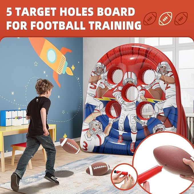 6Ft Football Target Toss Game - Inflatable Football Throwing Target Toy for Kids - Carnival Party Games