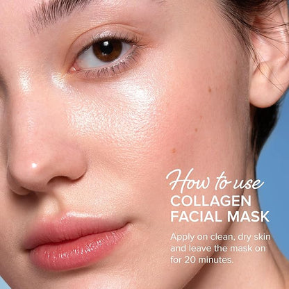 MAREE Collagen Facial Mask with Hyaluronic Acid ??Sheet Face Mask Skincare ??Centella Asiatica, Green & Red Algae Extract ??Hydrating Facemask For Women Skin Care ??Mascarillas Para La Cara ??12 Count