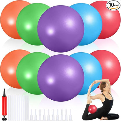 Aoriher 10 Pieces 9 Inch Exercise Pilates Ball Yoga Therapy Core Ball for Yoga Stability Barre Training Stretching Physical Posture Training Gym