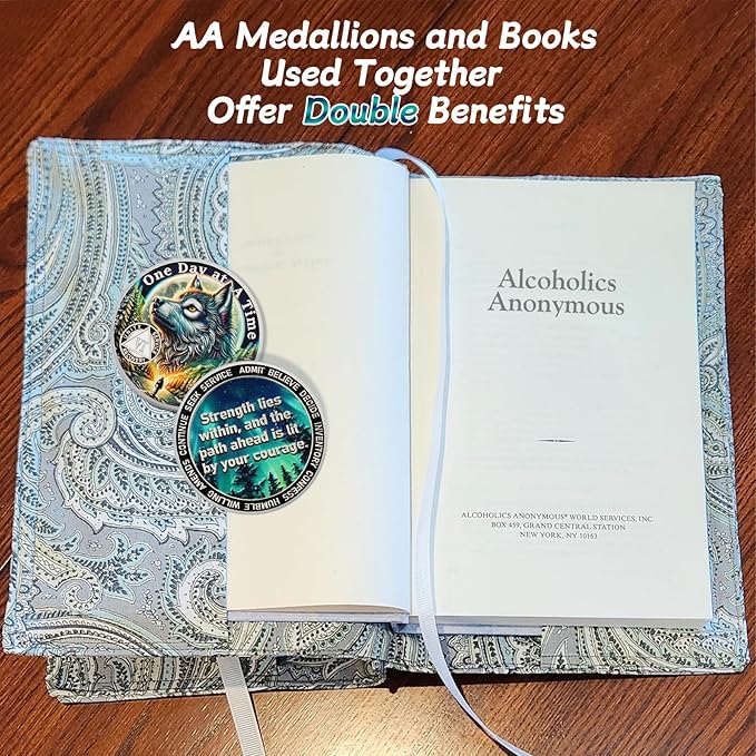 One Day at a Time 6 Year Sobriety Coin - Recovery Aurora Forest Wolf AA Coins - Addiction NA AA Chips and Medallions - Celebrate 1-20 Living Clean Narcotics Alcoholics Anonymous Gifts for Men Women