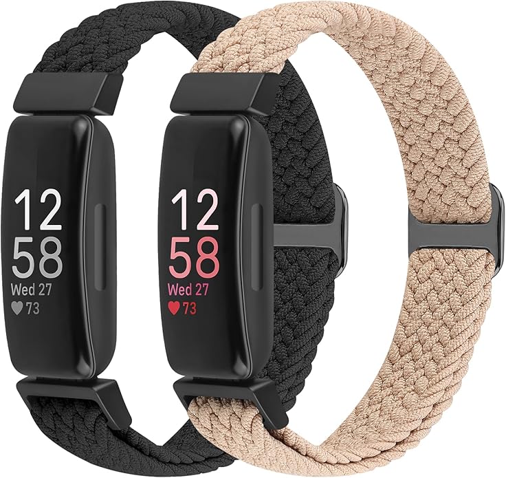 Elastic Braided Watch Band Compatible with Fitbit Inspire 3/Inspire 2/Inspire/Inspire HR/Fitbit ace 3/Ace 2, Adjustable Stretchy Strap Sport Nylon Loop Replacement Wristband for Fitbit Inspire