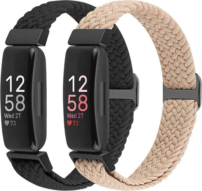 Elastic Braided Watch Band Compatible with Fitbit Inspire 3/Inspire 2/Inspire/Inspire HR/Fitbit ace 3/Ace 2, Adjustable Stretchy Strap Sport Nylon Loop Replacement Wristband for Fitbit Inspire