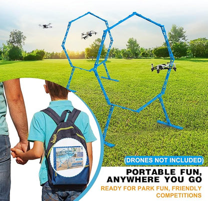 Drone Obstacle Course, Includes 2 Pack Easy to Build Obstacle Hoop, FPV Racing Drone Loop Gate, Suitable Competition RC FPV Racing of Drones or Model Aircraft Games for Age 6-12 Kids or Adults