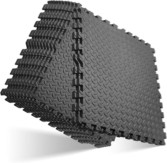 GWT Puzzle Exercise Mat, EVA Foam Interlocking Floor Tiles for Home Gym, Workout Equipment, Treadmill, Protective Flooring, Fit Tile 48 SQ FT (12 Pcs)