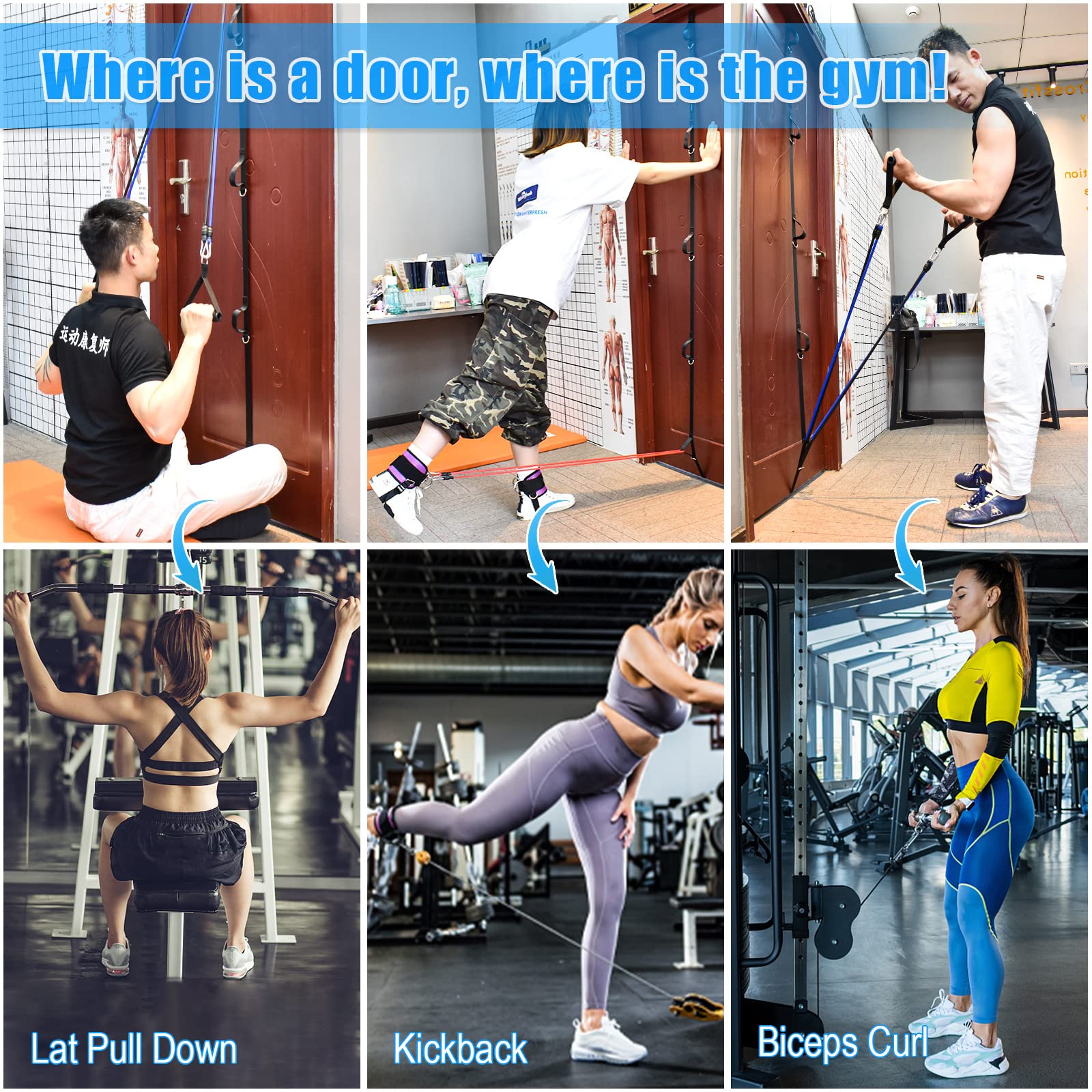 Brebebe Door Anchor Strap for Resistance Bands Exercises, Multi Point Anchor Gym Attachment for