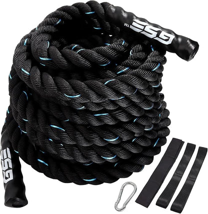 GSE Games & Sports Expert Gym Battle Rope, Heavy-Duty Workout Ropes for Indoor & Outdoor Workout, Exercise Rope for Strength Training - 30,40,50 Feet Lengths Available