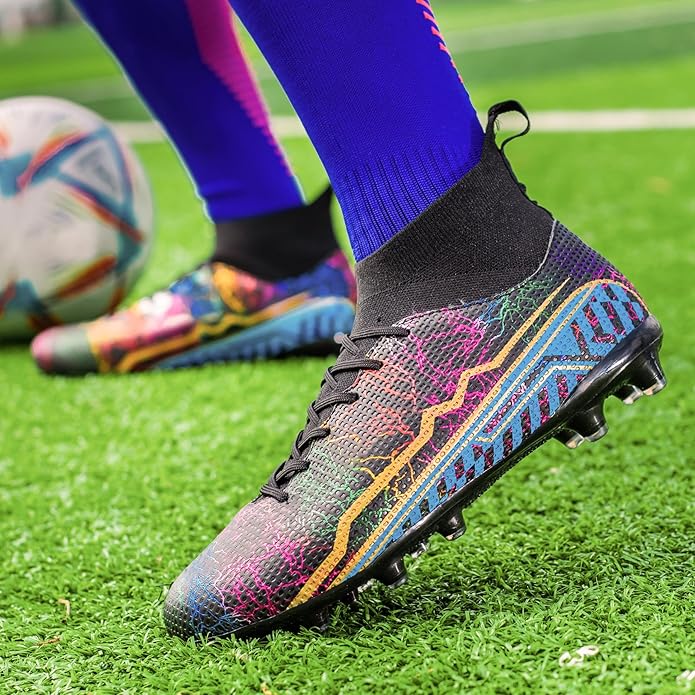 Soccer Cleats Mens Football Cleats Professional Soccer Shoes High-Tops Non-Slip Spikes for Big Boys Wide Training Sneaker