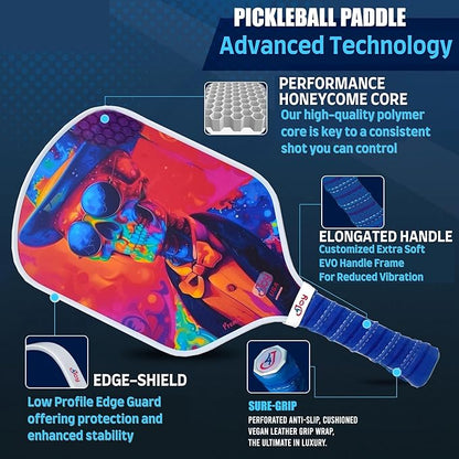 4Joy Pickleball Paddle Premio Series - Thermoformed Premium T700 Carbon Fiber Pickleball Paddless - Professional Pickleball Rackets for Women & Men - 16mm Honeycomb Core - USAP Approved