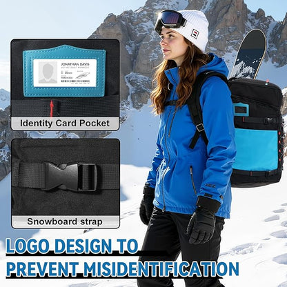Ski Boot Bag, 65L Ski Boot Bag Backpack Large Ski Boot Travel Backpack Waterproof Ski Bag Ski Equipment Bag for Skis Snowboard & Accessories