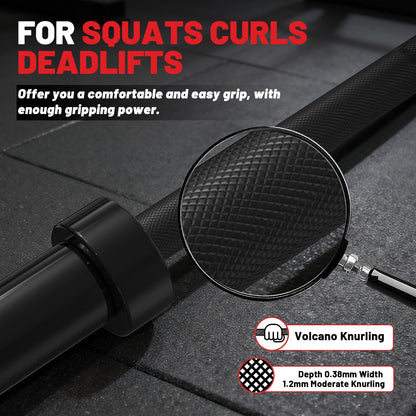 PAPABABE 7ft Barbell Olympic Barbell 1000lb Capacity Home Gym Black Elite