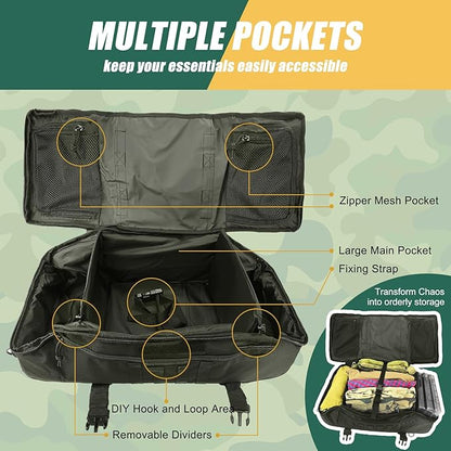 65L Large Travel Duffle Bag Military Tactical Backpack, Army Assault Pack 3 Day Bug Out Rucksack for Outdoor Sports Hiking Camping with Molle System, Woodland