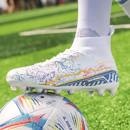 Soccer Cleats Mens Football Cleats Professional Soccer Shoes High-Tops Non-Slip Spikes for Big Boys Wide Training Sneaker