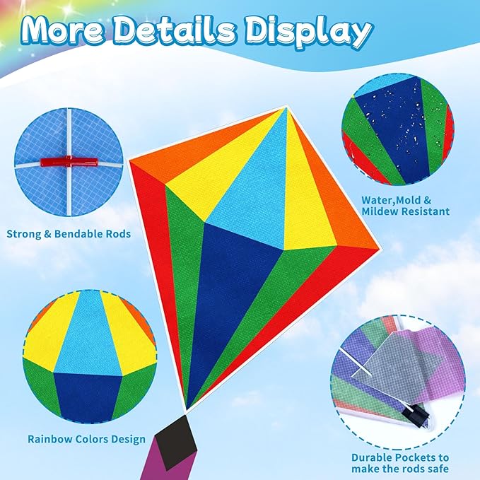 5 Pack Kites for Kids & Adults, Rainbow Butterfly Kite Delta Kites for Kids Age 4-8 8-12, Easy to Fly for Beginners, Easy to Assembled Colorful Kite for Beach Outdoor Toy Games & Family Trip