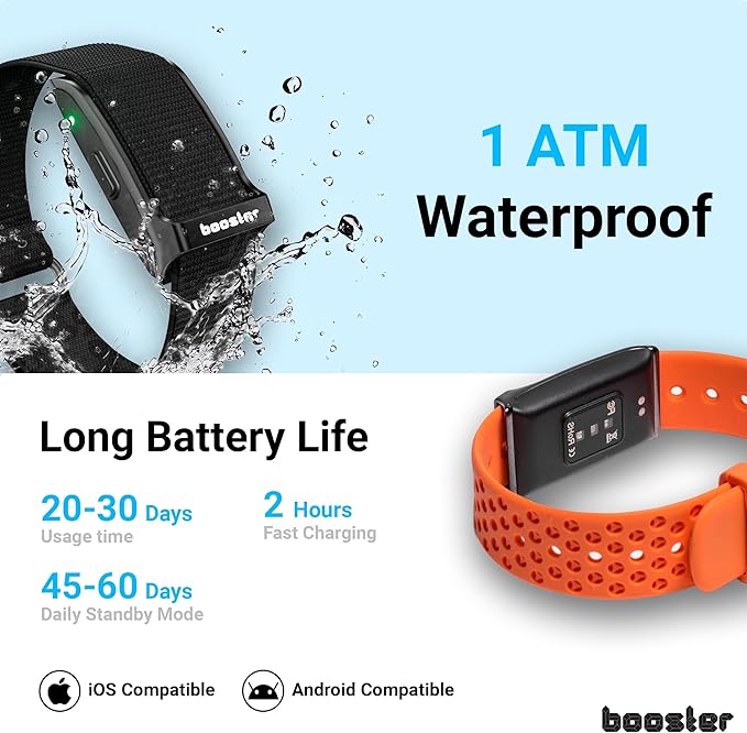 Booster Smart Bracelet, Wearable Activity & Fitness Tracker Band, 24H Sleep Tracker, All-Day Continuous Heart Rate Blood Pressure Stress HRV Monitor, 120+ Sport Modes Smart Wristband, Textile Pink