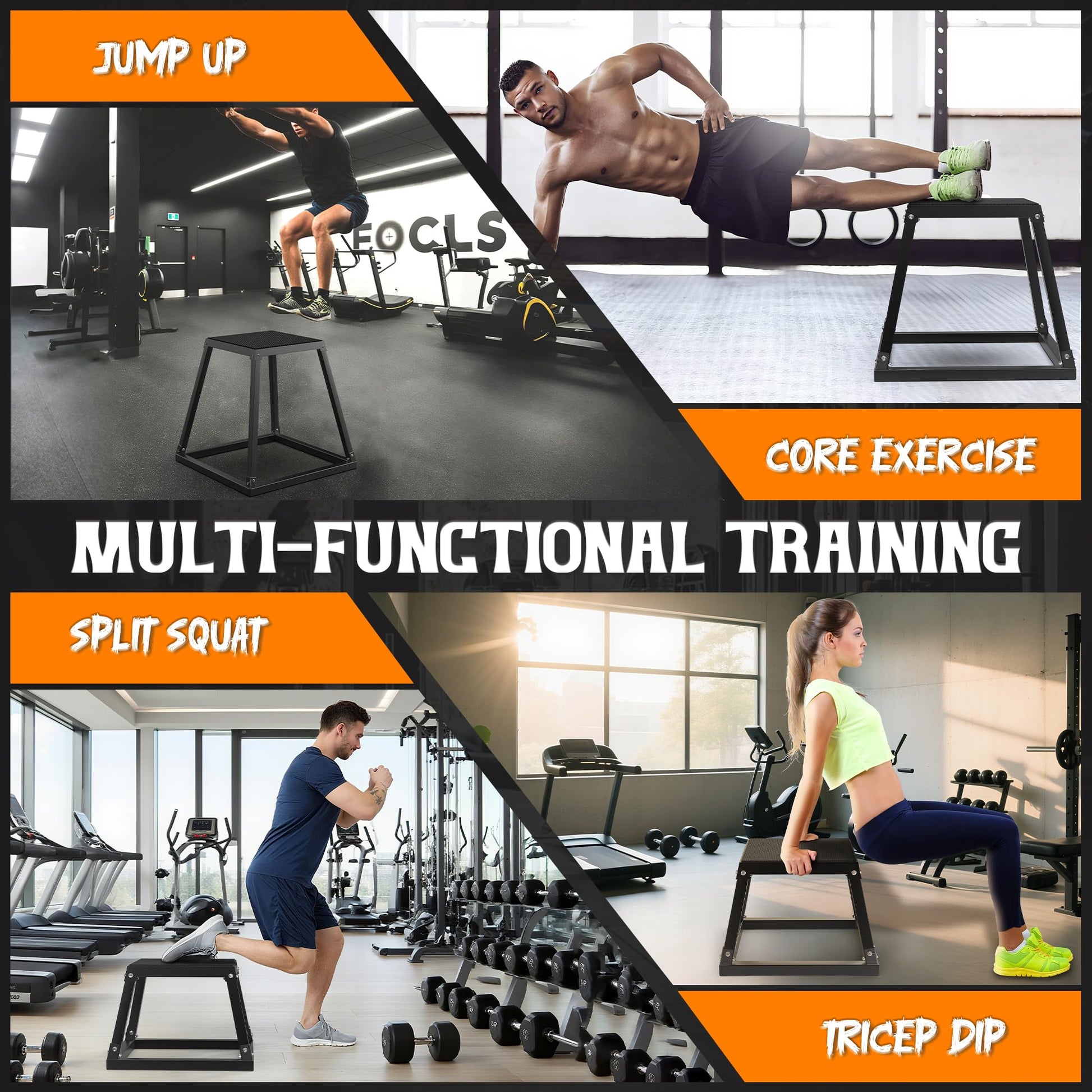 GanFindX 12/18/24" Metal Plyometric Jump Box, Heavy Duty Fitness Platform