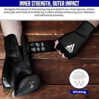 RDX Boxing Hand Wraps Inner Gloves Men Women, Half Finger Elasticated Bandages, Under Mitts Fist Protection, Muay Thai, Kickboxing, MMA, Martial Arts Speed Bag Punching Training